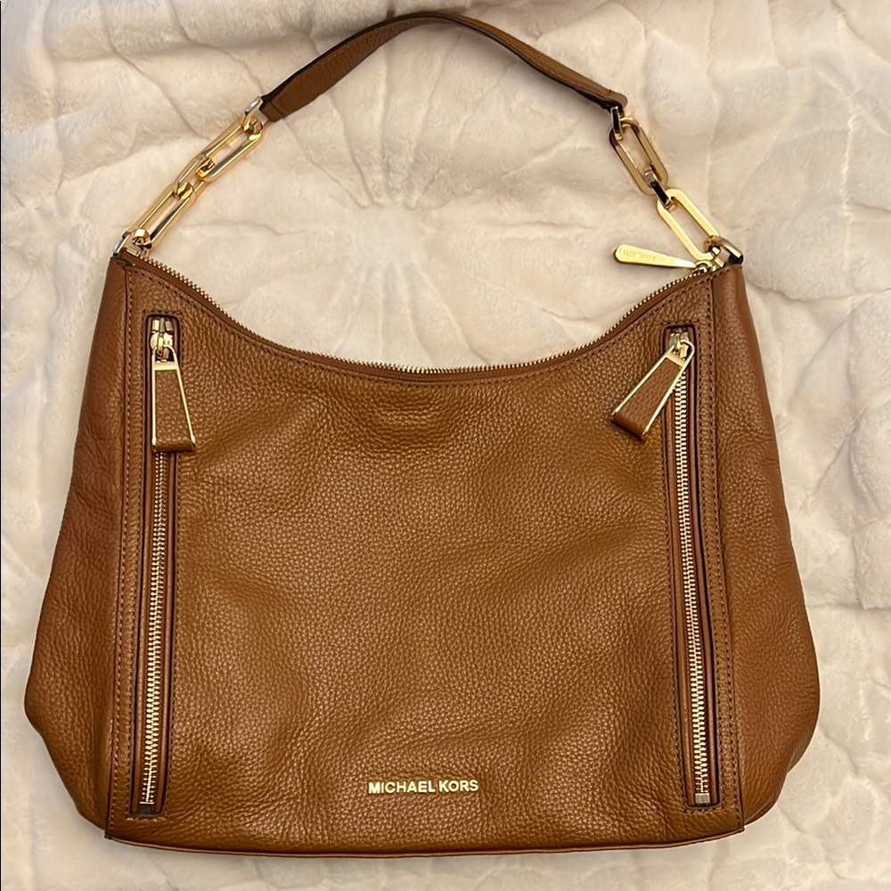 Michael Kors Brown Hobo Bag with Gold Hardware